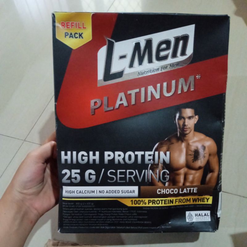 

L-men platinum -L-men high protein 25g/serving choco latte refill pack 2 x 400 gram 800 gram