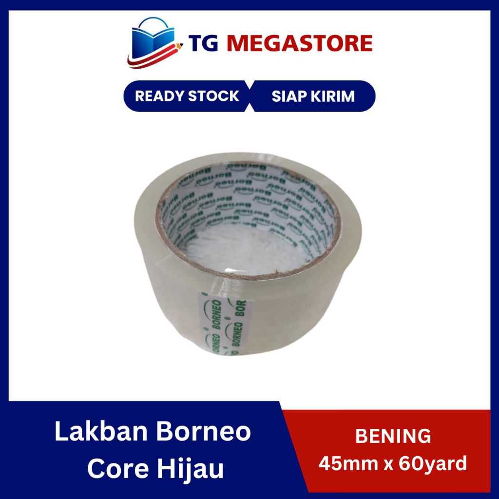 

Lakban Borneo CORE HIJAU Bening 45mm x 60yard