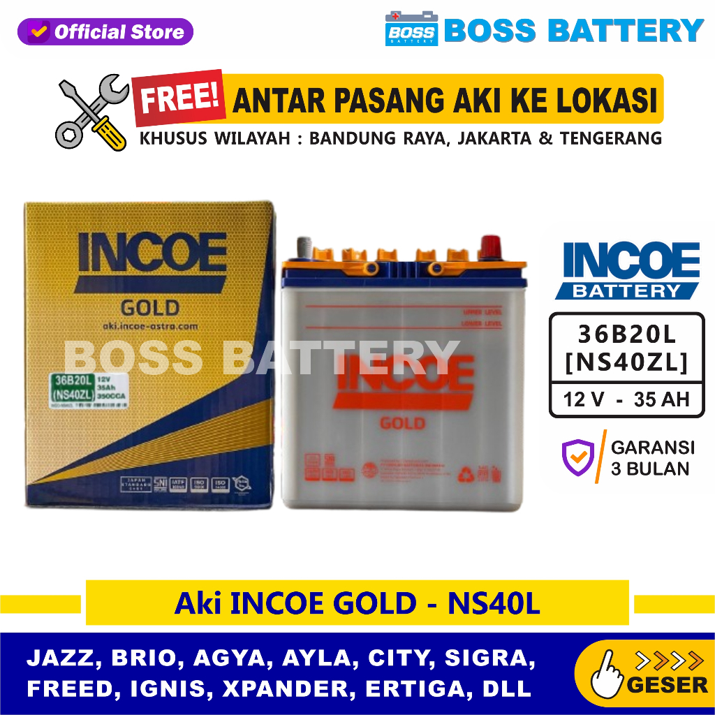 Aki INCOE GOLD NS40ZL - 35 Amper, Aki INCOE ASTRA OTOPARTS