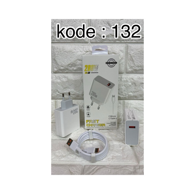 Charger Android 280W Fast Charging Tipe 132 Vooc Casan Cepat