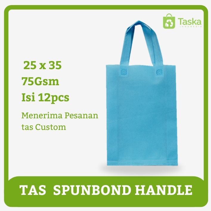 

TAS SPUNBOND HANDLE 25x35 LUSINAN WARNA BIRU MUDA / Tas Belanja Murah / Kantong Belanja