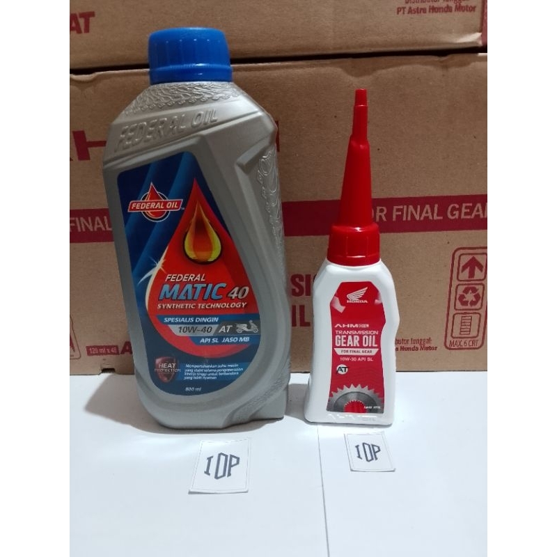 oli mesin federal matic 800ml + oli gardan honda original