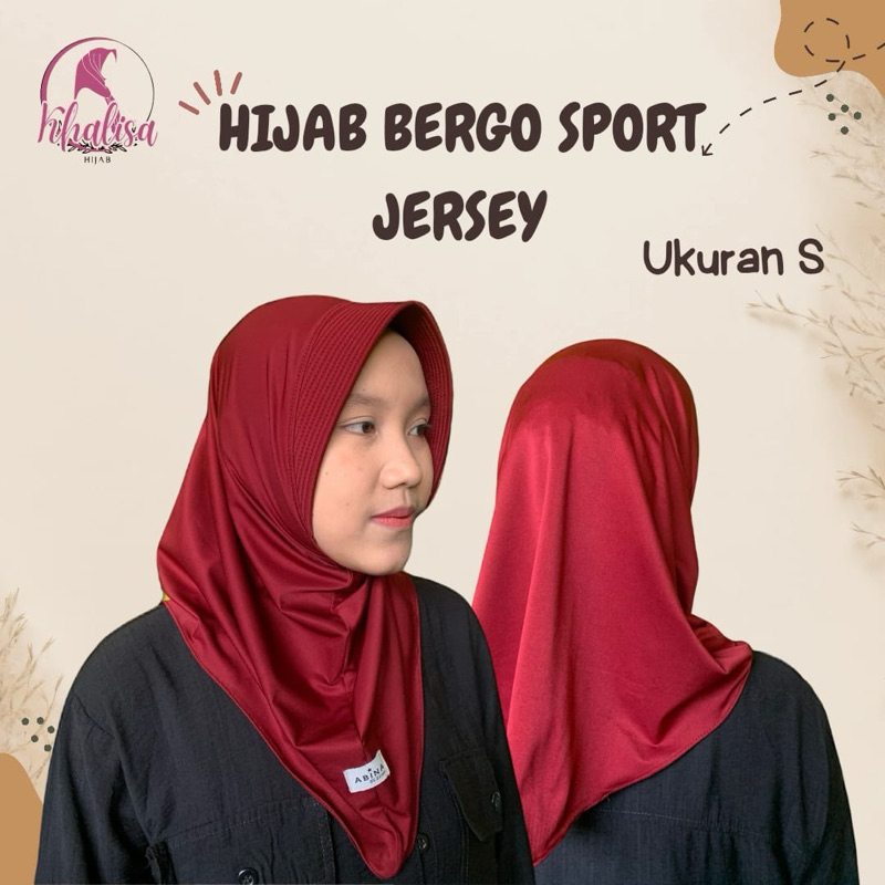 Khalisa Hijab Aeica Bergo Size S Jersey Bergo Sekolah Olahraga Sport