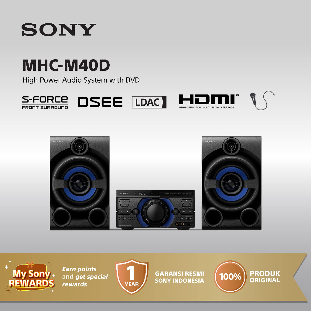 Sony MHC-M40D Sistem Hi-Fi All-in-one Speaker Bluetooth Hitam