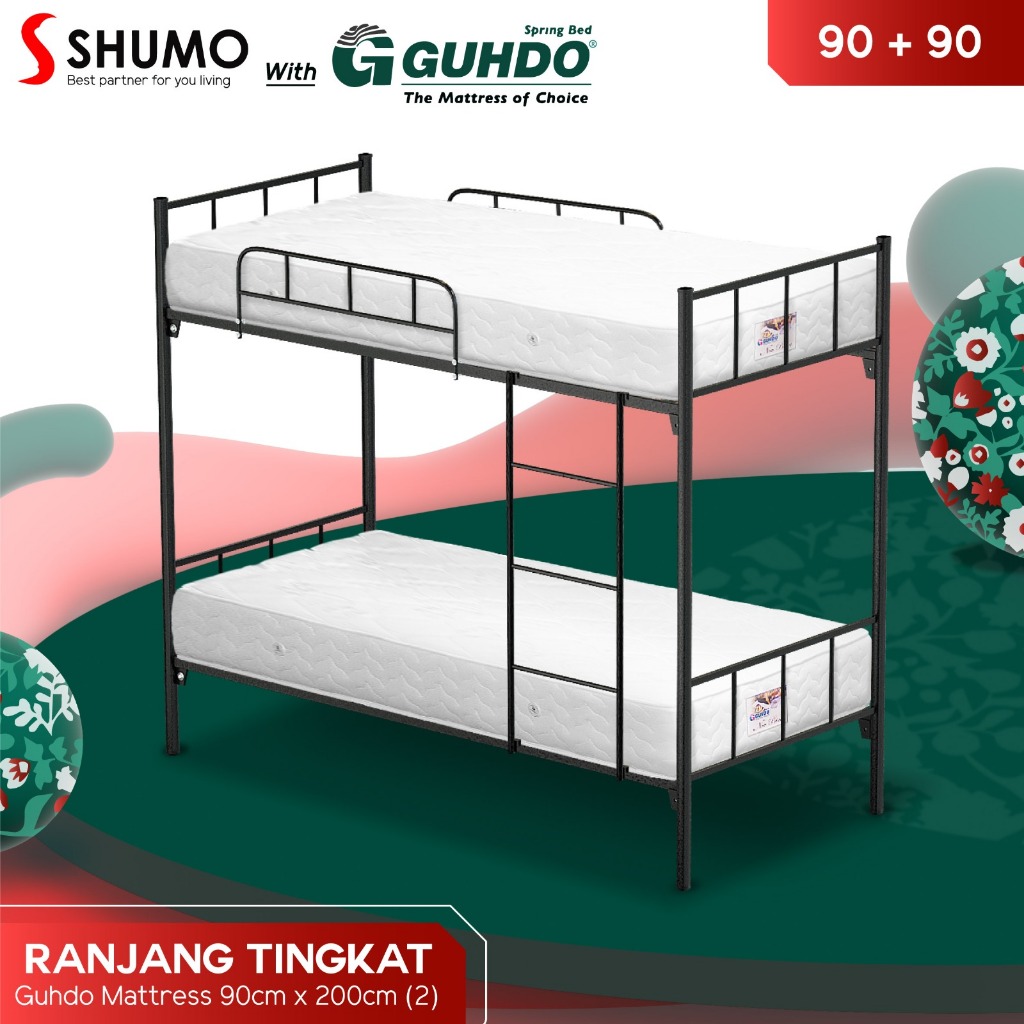 CITRA FURNITURE GUHDO SPRINGBEDXSHUMO Ranjang Besi Bunk Bed Tingkat 90/90 Spring Bed Guhdo Full Set