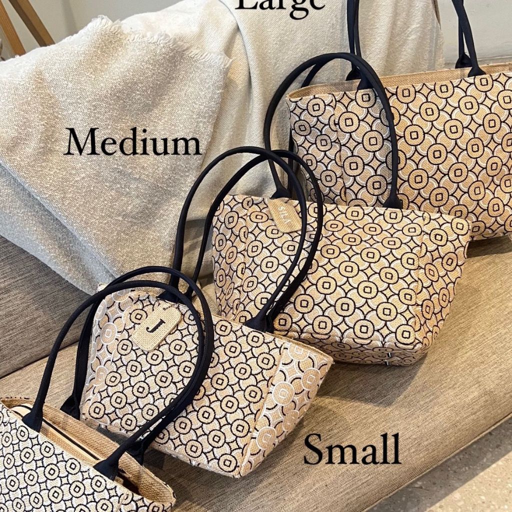 Tas Handmade Bordir Monogram Karung Goni Batik Kawung Tote Bag Sling Bag - Kawung Duo Trapeze