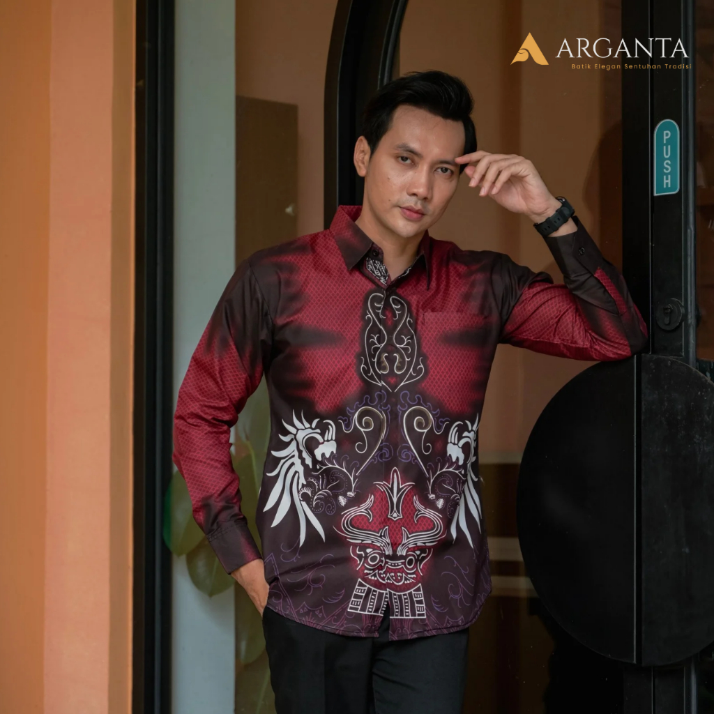 GANASPATI Baju Batik Pria Cowok Slimfit Anak Muda Modern Mewah Lengan Panjang Katun Halus