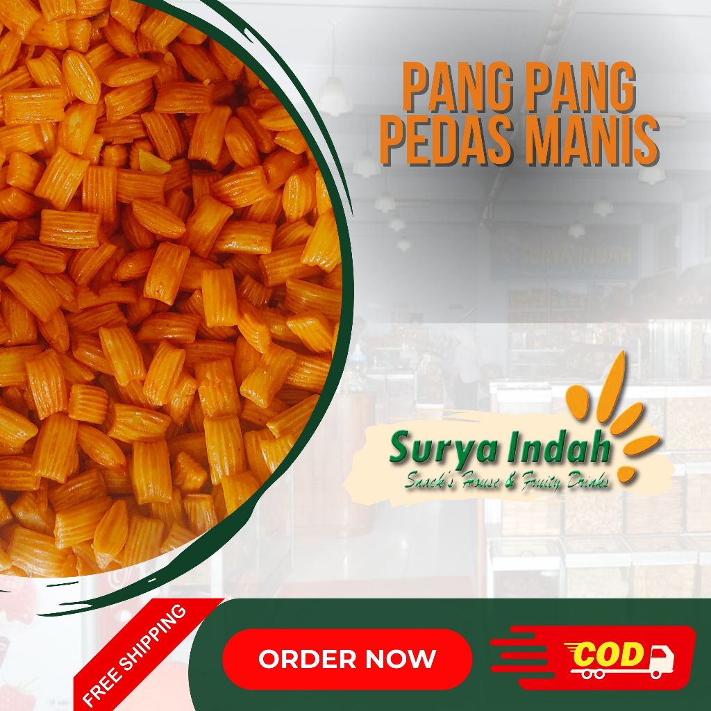 

Pang Pang Pedas Manis Curah dijamin Enak kwalitas Premium 100gr Surya Indah Jombang