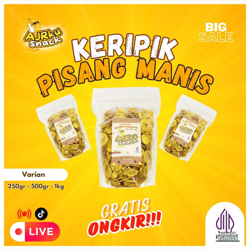 

Keripik Pisang Manis - kriuk - makanan ringan - murah meriah