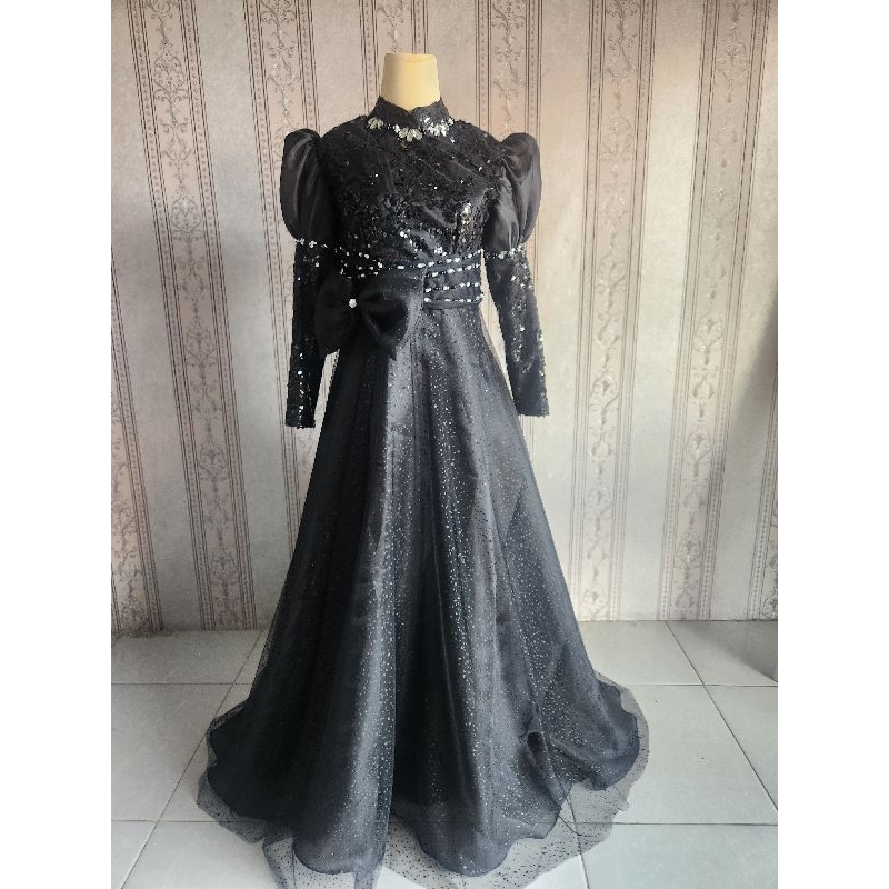 Gamis Dress Organza / Baju pesta muslimah / gaun penyanyi singer