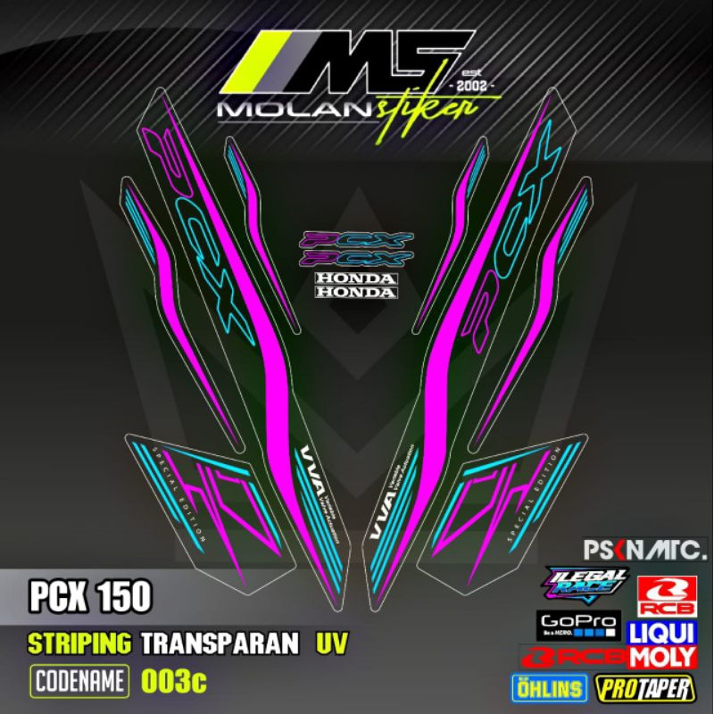 Decal Sticker Striping Variasi Transparan Uv PCX 150 2018-2021 Honda PCX Abs PCX Lokal Pcx 150 Thail