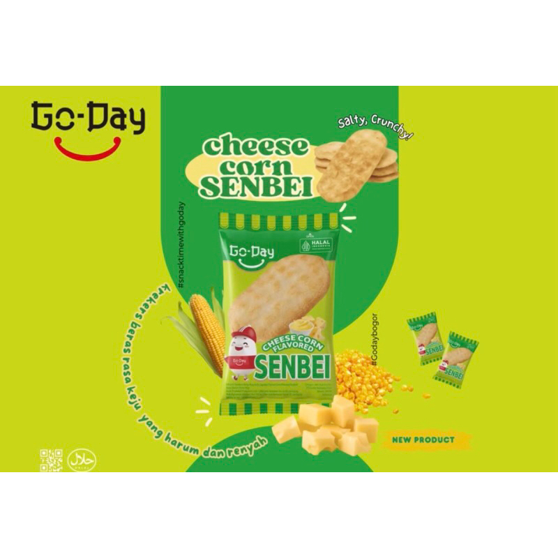 

GO-DAY SENBEI Crackers CHEESE CORN FLAVORED (1 Renceng isi 10 pcs)