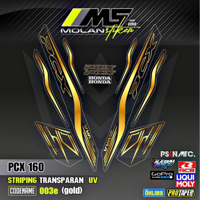 Decal Sticker Striping Variasi Transparan Uv PCX 160 Honda PCX 160 2022-2025 All New PCX 160 CBS Pcx