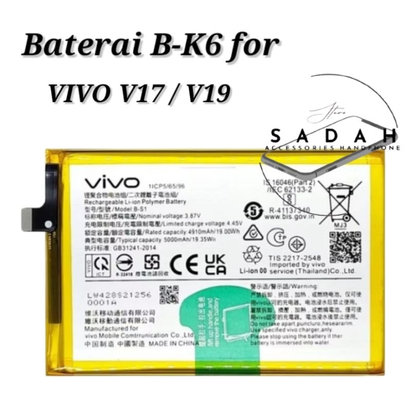Baterai Batre Vivo V17 / V19 B-K6 Original Baterai 100%