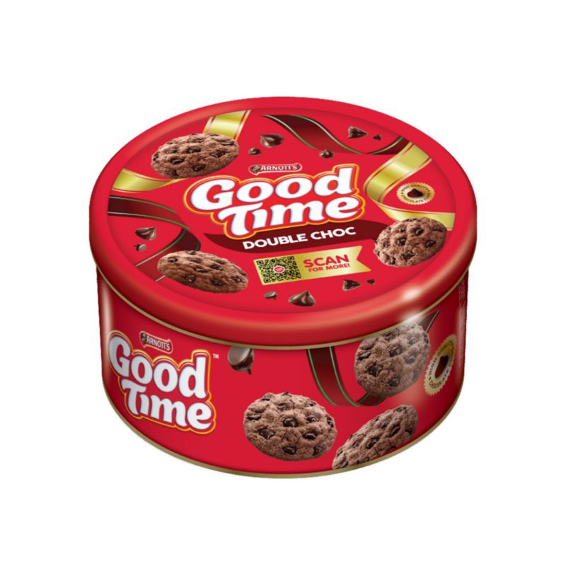 

Good time cookies double Choco kaleng 149gr