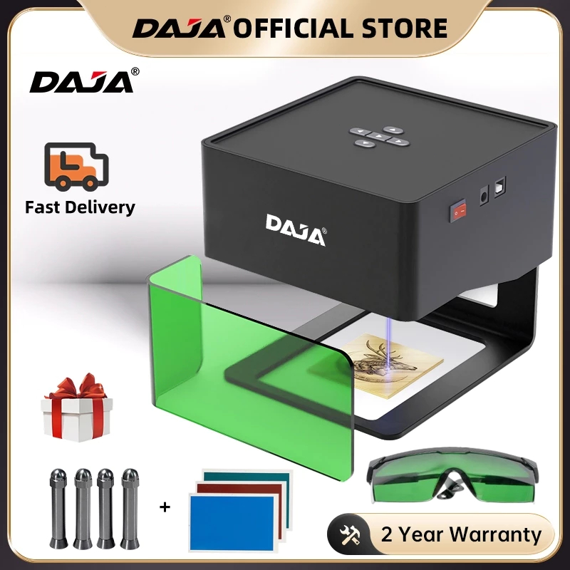 DAJA DJ6 Mesin ukir laser, gantungan kunci DIY portabel kecil, kustomisasi hadiah dengan pengecatan 