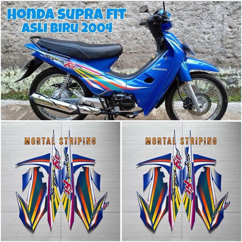 STIKER STRIPING MOTOR SUPRA FIT LAMA 2003 2004 BIRU