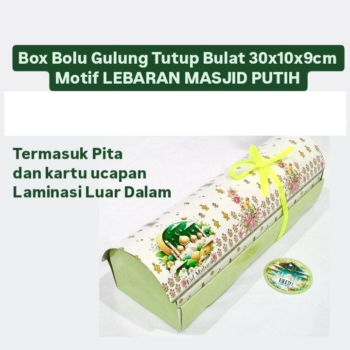 

(5 Pcs)Box Kue Bolu Gulung Lebaran 30x10x9 Cm Dus Roll Cake Idul Fitri Kotak Hampers Eid Mubaral