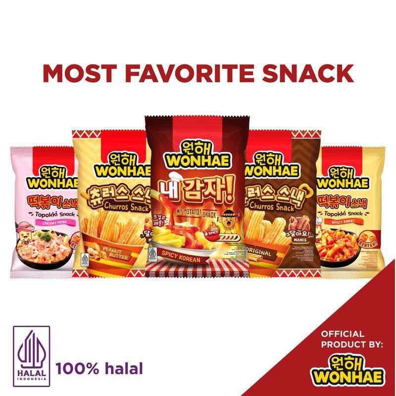 

Camilan Makanan Ringan Snack Mujigae by Wonhae Foods Rice Cake Snack Varian Banana Milk Bites, Churros Original 60 Gr, Topokki 80 Gr Rasa Creamy Rose, Spicy Sweet