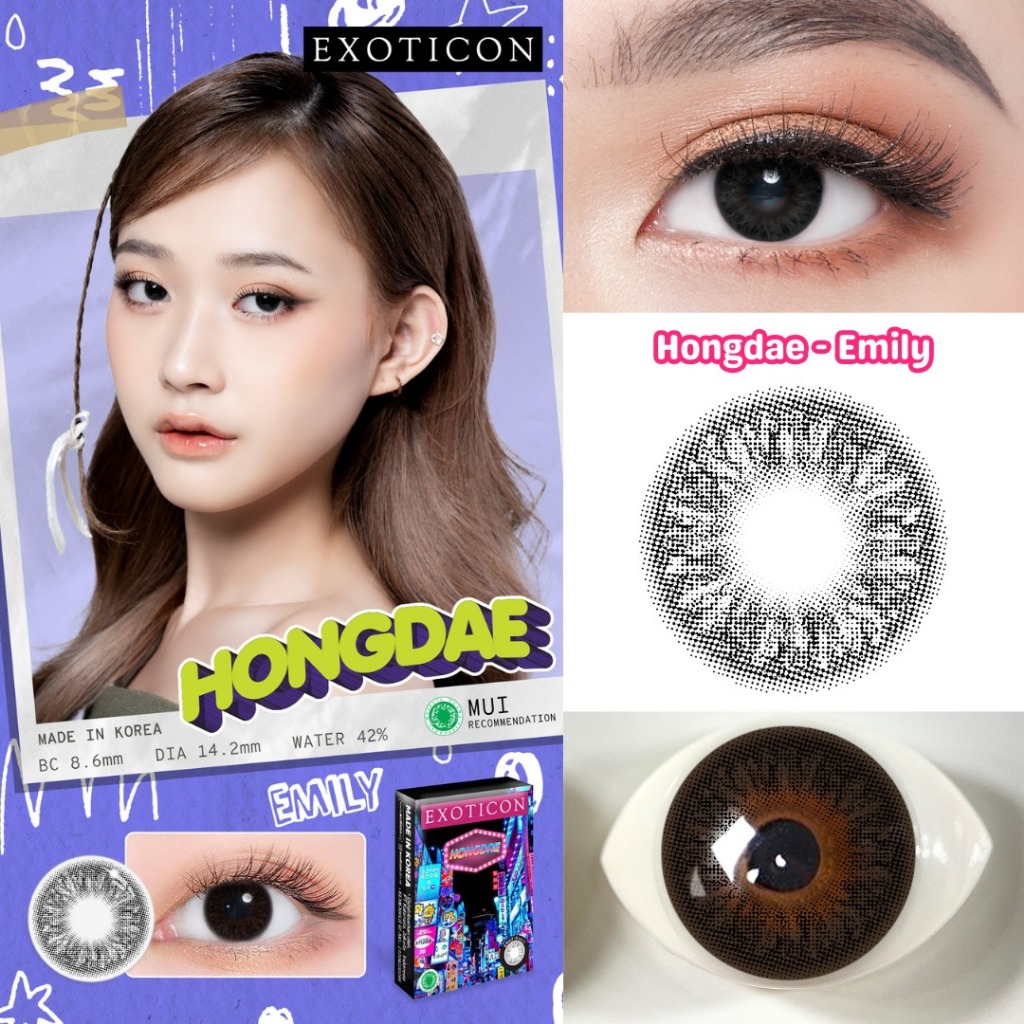 Softlens Hongdae Emily Black by Exoticon Diameter 14,5mm - Soflen Soplen Softlen