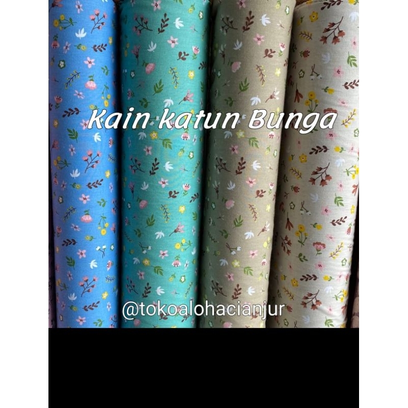 Kain katun bunga Local- kain katun bunga kecil-baju anak-kain baju tidur -dress korea- kain katun ad