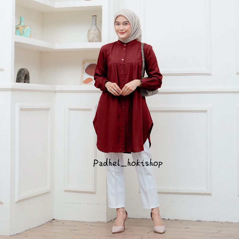 Discount Aluna Tunik / Baju Atasan Wanita Muslim Tunic Basic Polos Rayon Twill Premium Tunik Putih