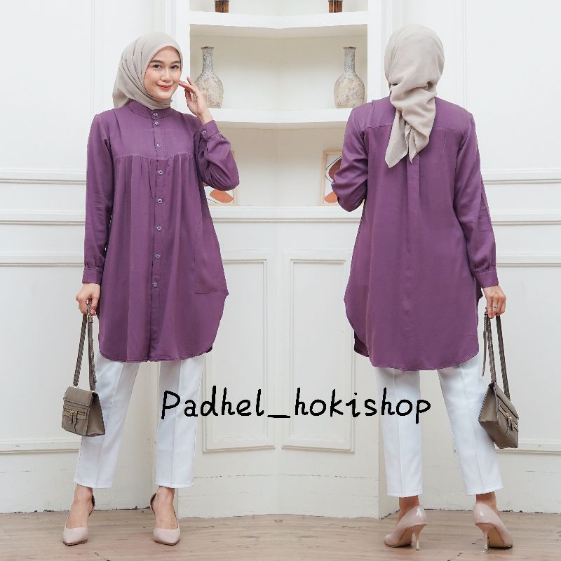 Original Aluna Tunik / Baju Atasan Wanita Muslim Tunic Basic Polos Rayon Twill Premium Tunik Putih