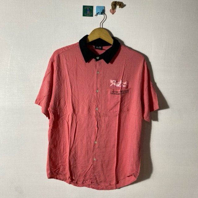 KEMEJA PENDEK PINK PANTHER X I AM NOT A HUMAN BEING SECOND