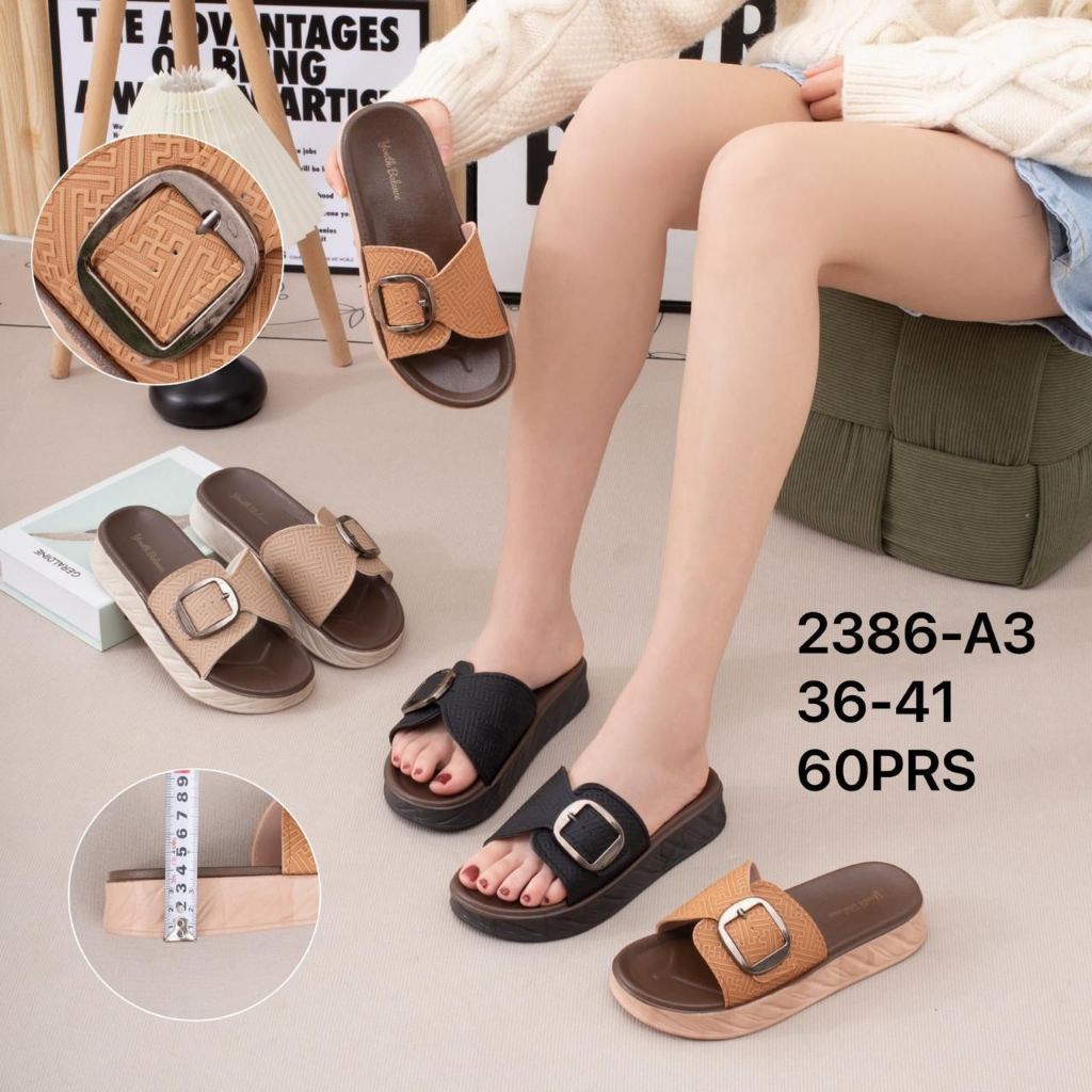 Sandal Selop Wanita New Motif Strap Bunga Gesper Karet Jelly Power Alina 2386-A3