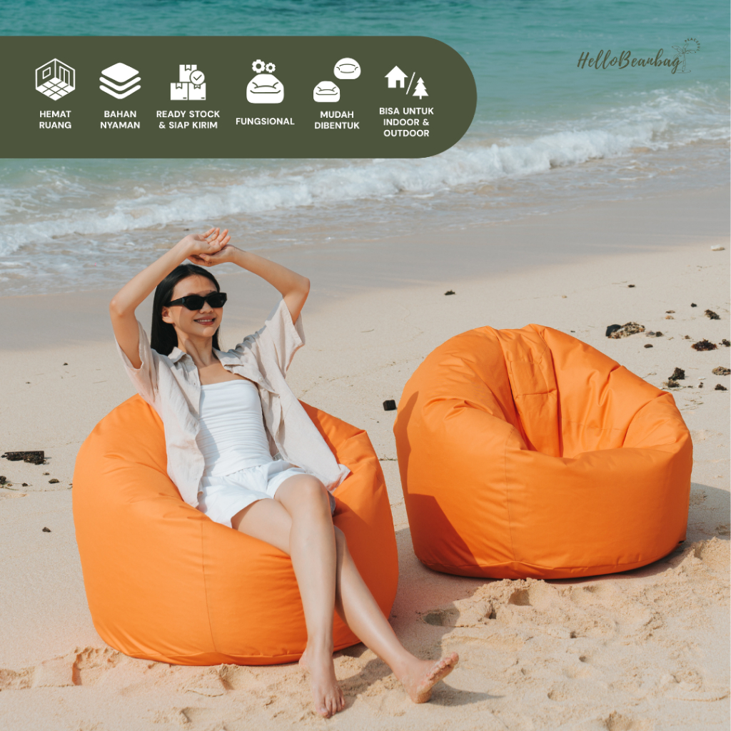 Beanbag Bulat Termasuk Isi Bean Bag Oval Size Jumbo Sofa Santai Waterproof Siap Pakai Kursi Lesehan