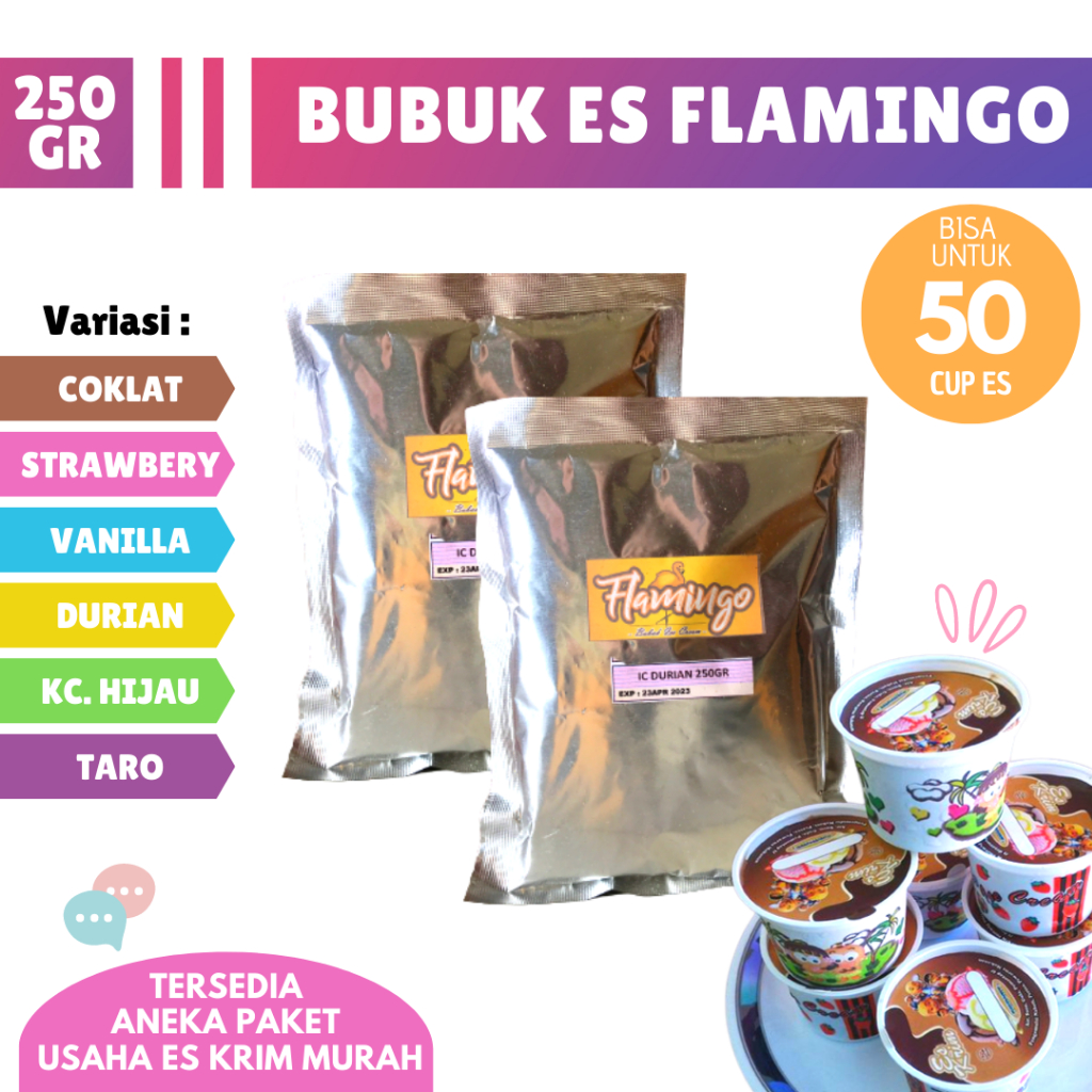 

Bubuk Soft Eskrim Flamingo 1 pack 250gr