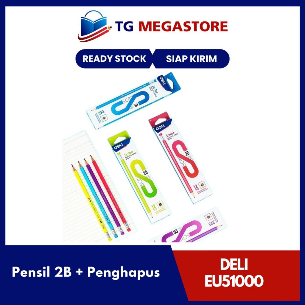 

Pensil 2B Deli + Penghapus - EU51000