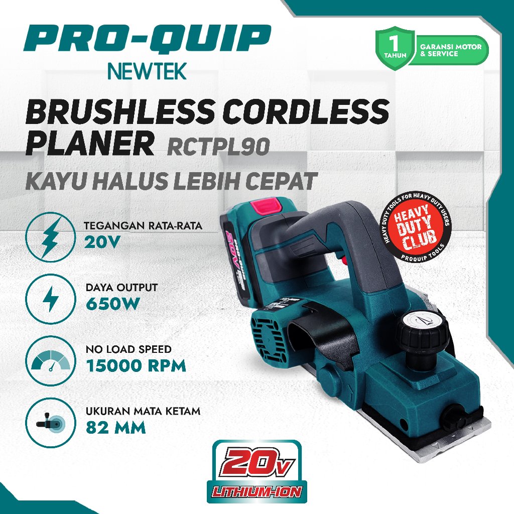 PRO-QUIP Li-ion Planer Mesin Serut Kayu Cordless RCTPL90