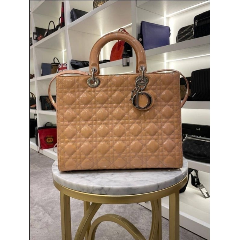 Dior Lady Dior Patent Nude Bag