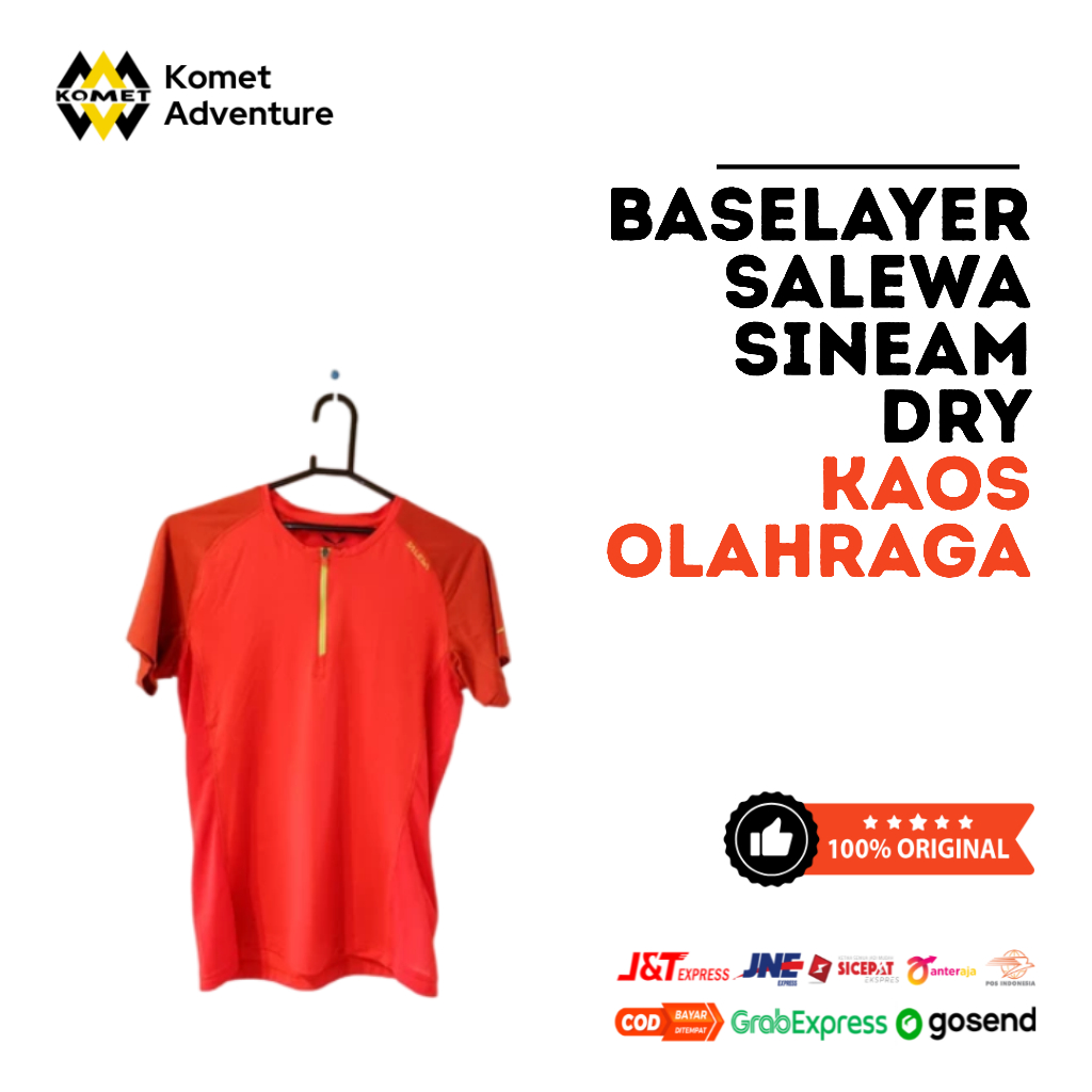 Kaos Baselayer Salewa Sineam Dry Original – Bahan Quick Dry untuk Lari, Hiking, Outdoor