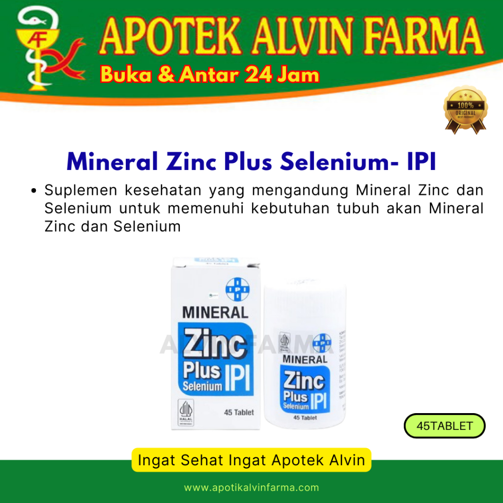 PI Mineral Zinc Plus Selenium 45 Tablet - Suplemen Zinc dan Selenium
