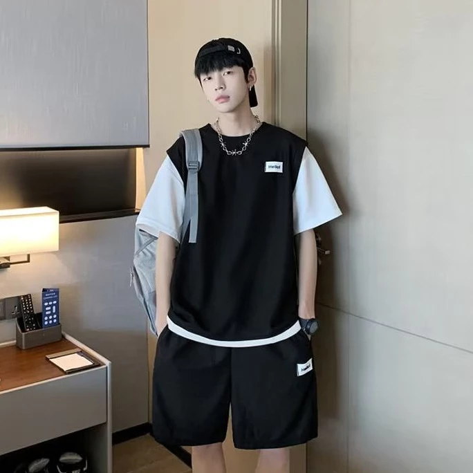 EY One set pria  baju cowok korean style  outfit pria 1 set lengkap keren  baju olahraga pria   set 