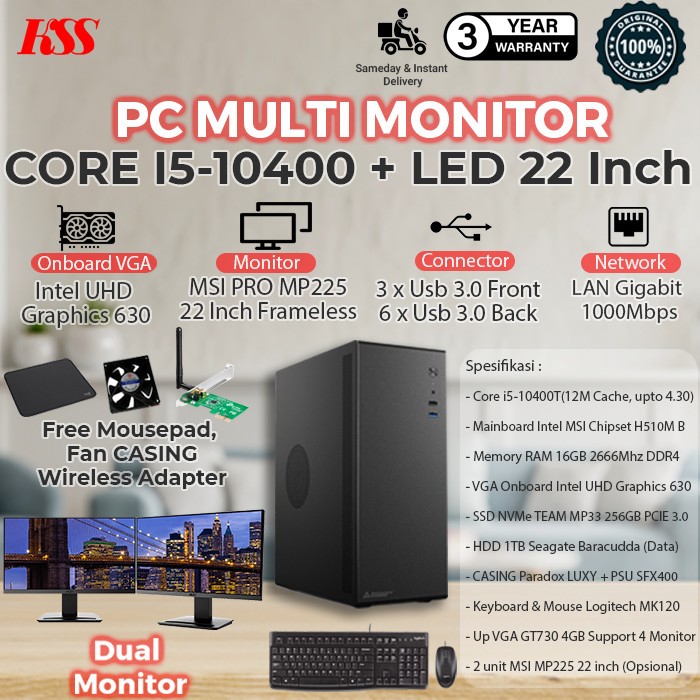 KOMPUTER / PC Rakitan TRADING Core i5, RAM 16GB, Support Multi Monitor