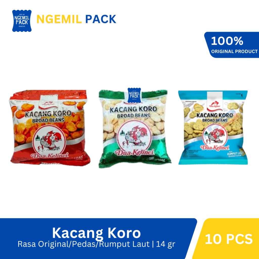 

Kacang Koro Dua Kelinci Original/Pedas/Rumput Laut Isi 10pcs @14Gr