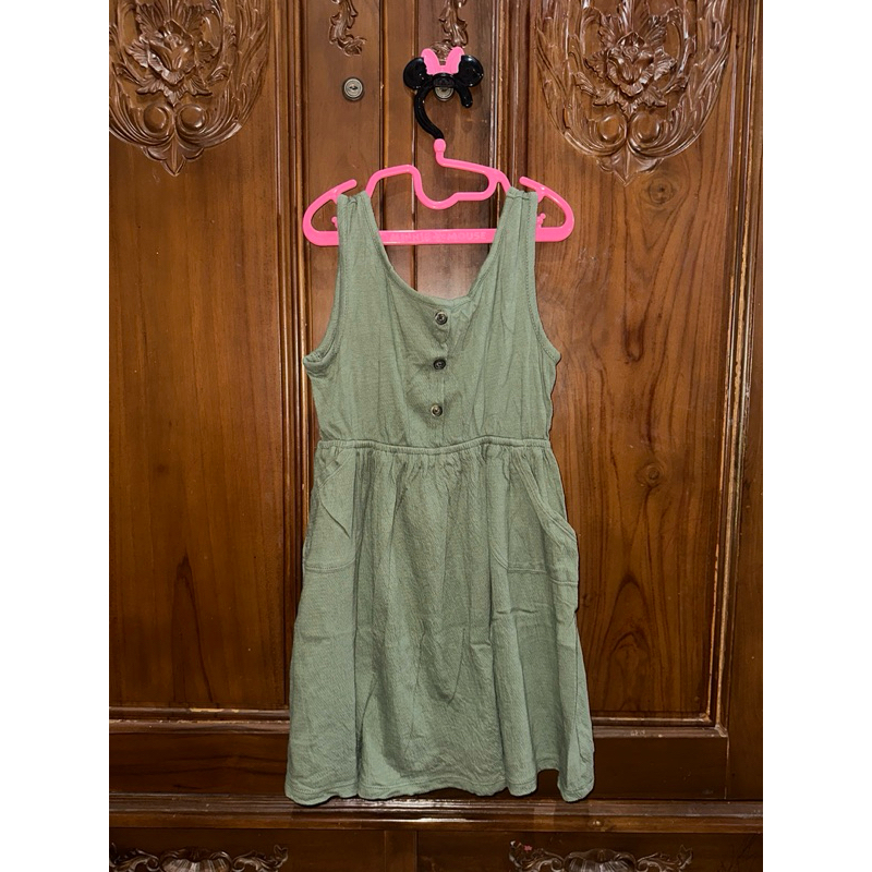 Outer dress anak hijau army PRELOVED