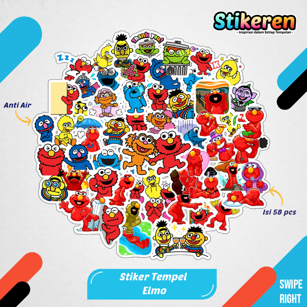 

Stiker Elmo Chibi Anime Kartun Film Paper Vinyl Dekorasi Laptop Koper Tumbler Kulkas DIY