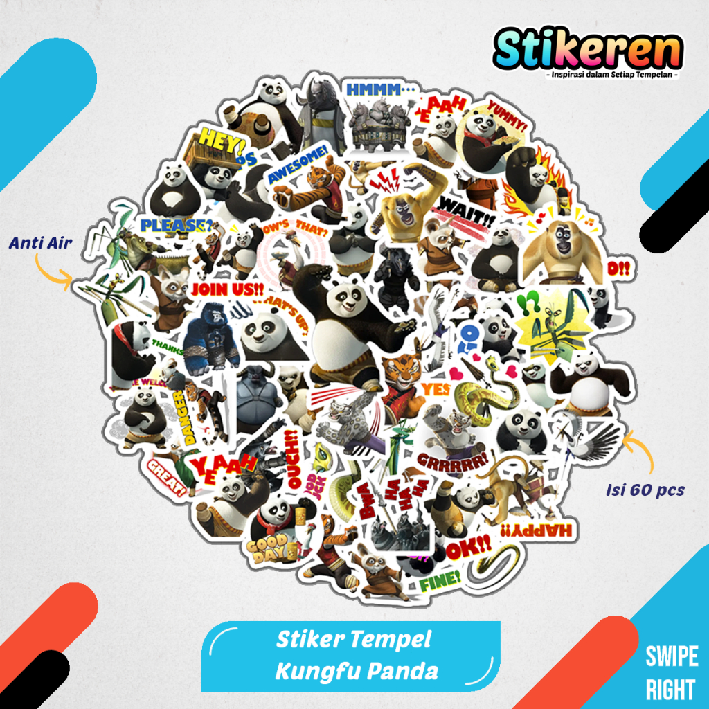 

Stiker Kungfu Panda Kartun Film Paper Vinyl Dekorasi Laptop Koper Tumbler Kulkas DIY
