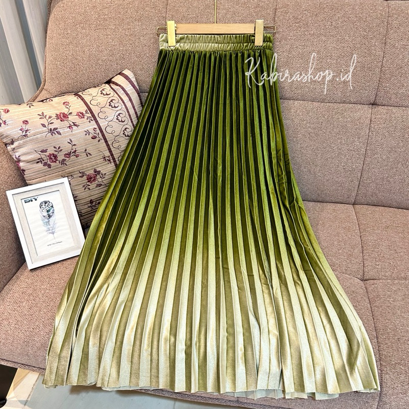 Kabira - Rok Plisket Velvet Gradasi/Bludru maxi plisket/ombre/payung/lebar/import/bangkok