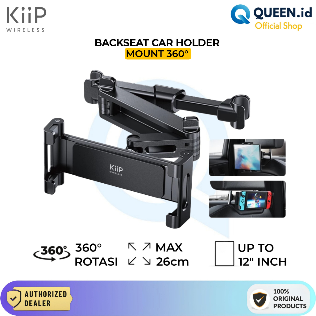 KIIP Backseat Car Holder Mount Rotasi 360 Stand Holder HP Tablet Mobil Max 12"inch - MCH08