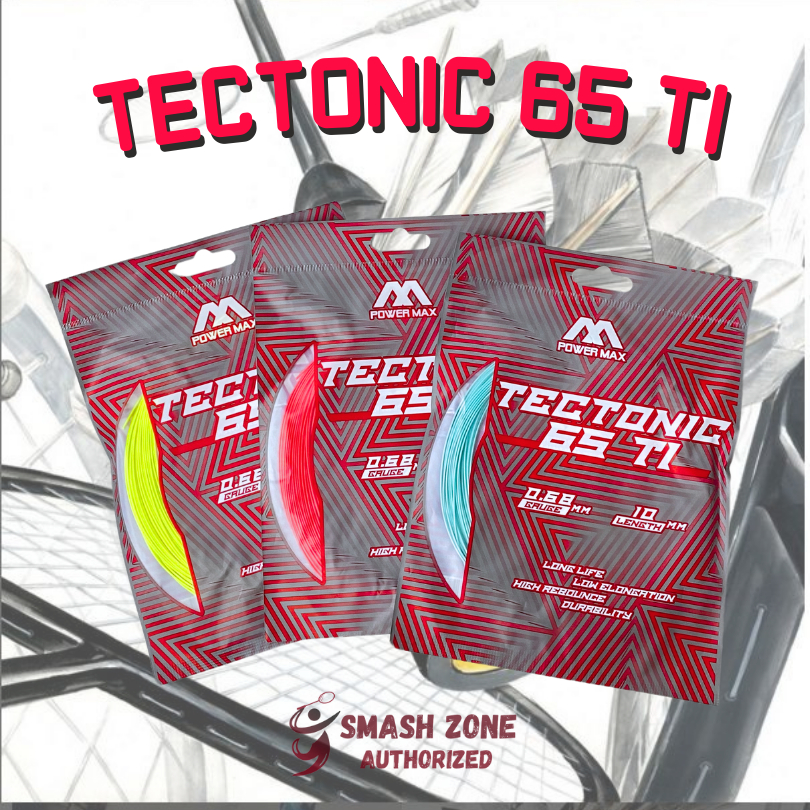 Senar Badminton POWER MAX Tectonic 65 TI Original High Repulsion Nyaring String Raket Terbaru