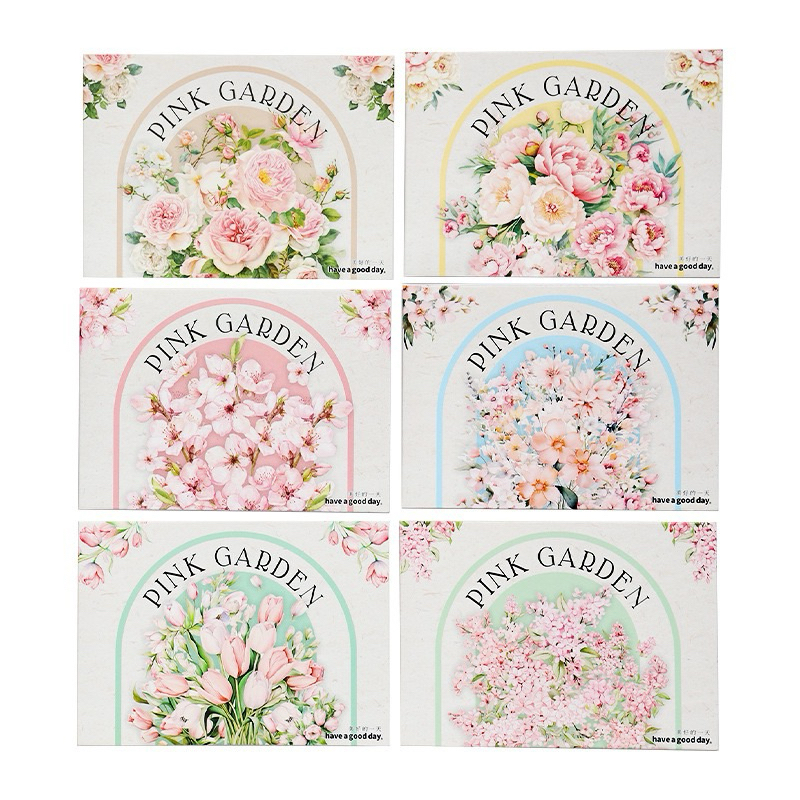 

(2DD) sticker transparan bunga buket pink taman bouquet flower garden journaling deco