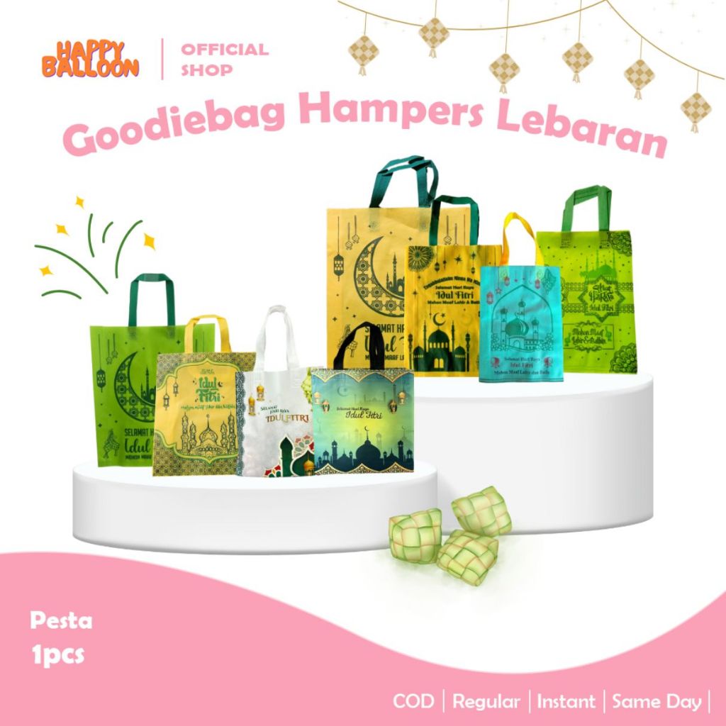 

12pc Tas Hampers Idul Fitri / Tas Goodie Bag Hampers Bahan Spunbond