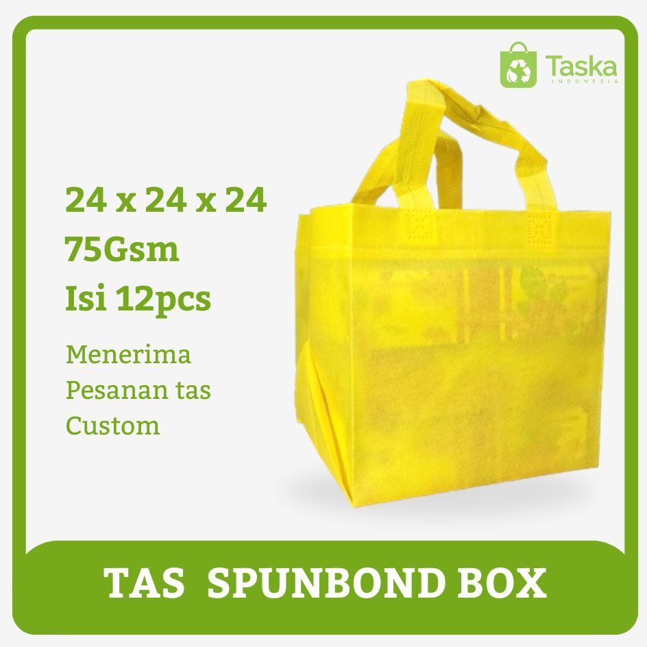 

Taska - Tas Spunbond Press Box 24x24x24 Tas Nasi Box Warna Kuning Harga Satuan Grosir