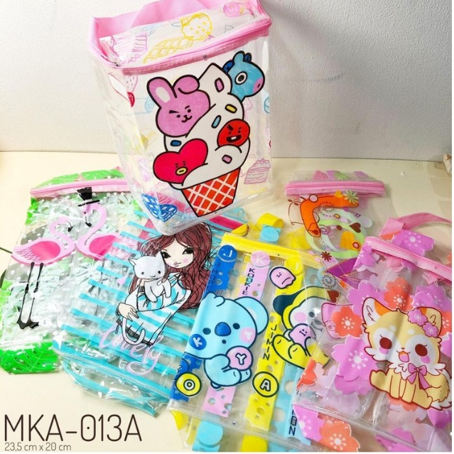 MIKA TABUNG ROTI JUMBO POUCH MAKE UP GAMBAR KARAKTER RANDOM