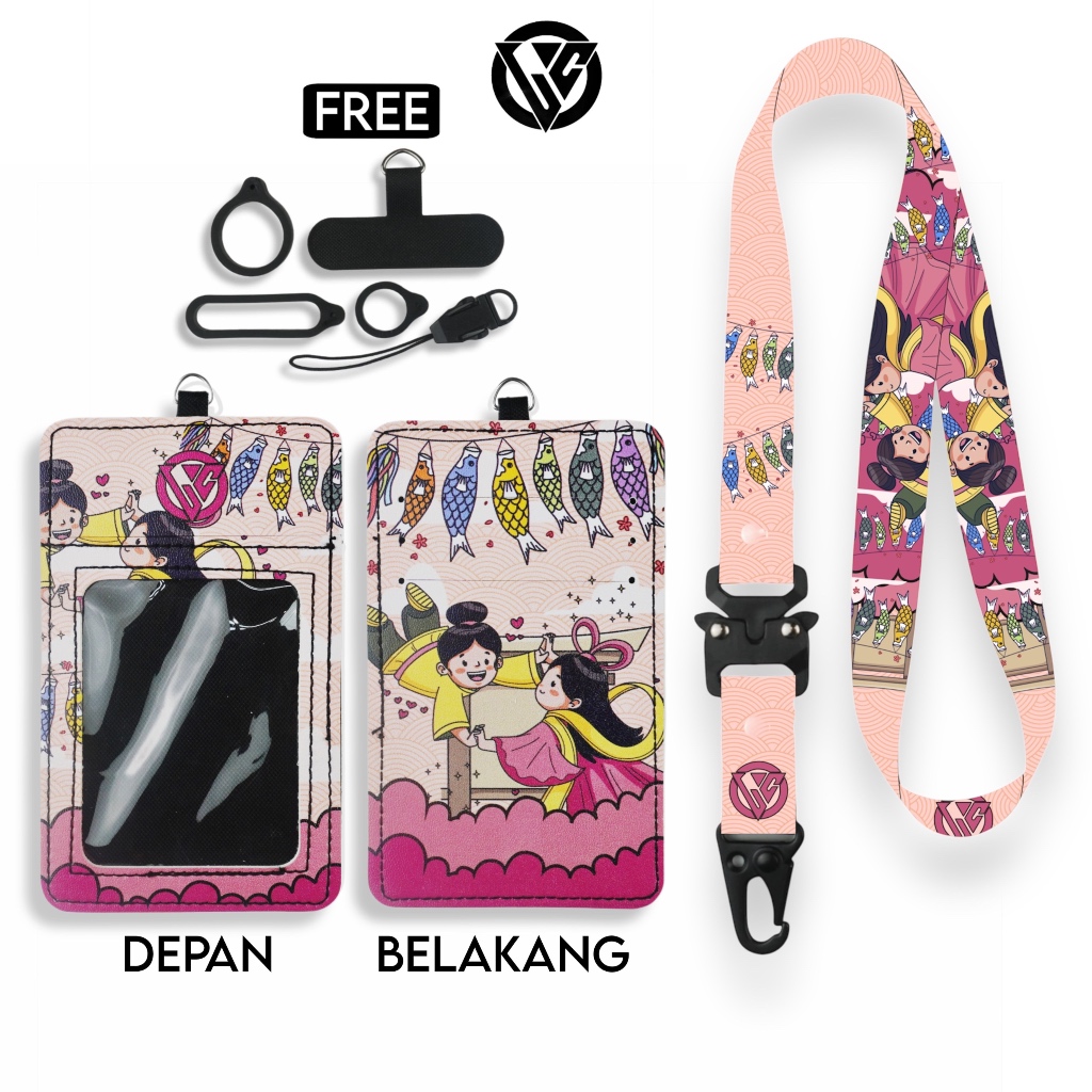 

LC.ID Lanyard Id Card Holder Leather Printing UV Tali Lanyard Holder Kulit Printing - Japan Art Series V1